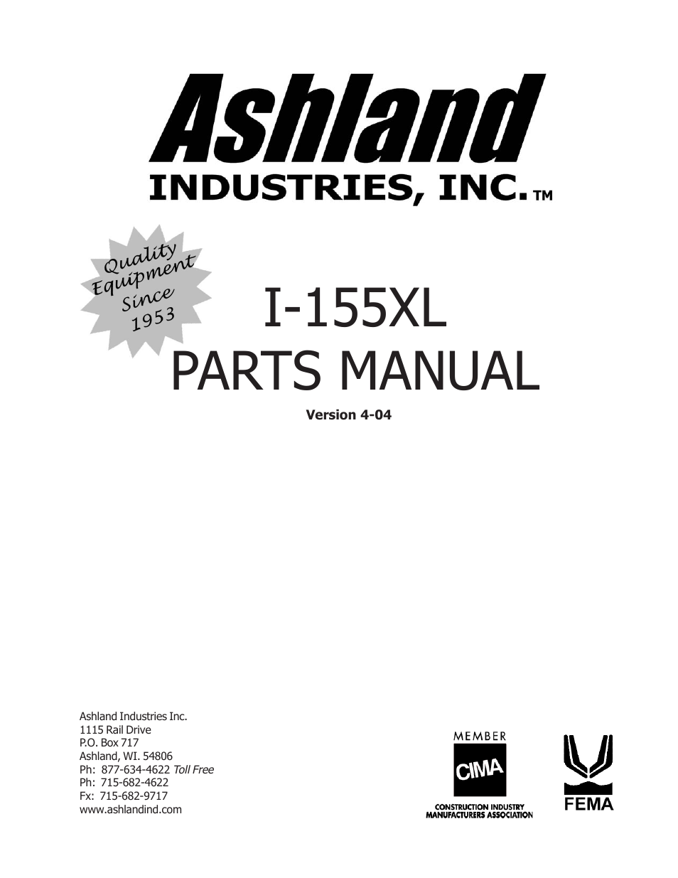 Ashland I-155XL User Manual | 21 pages