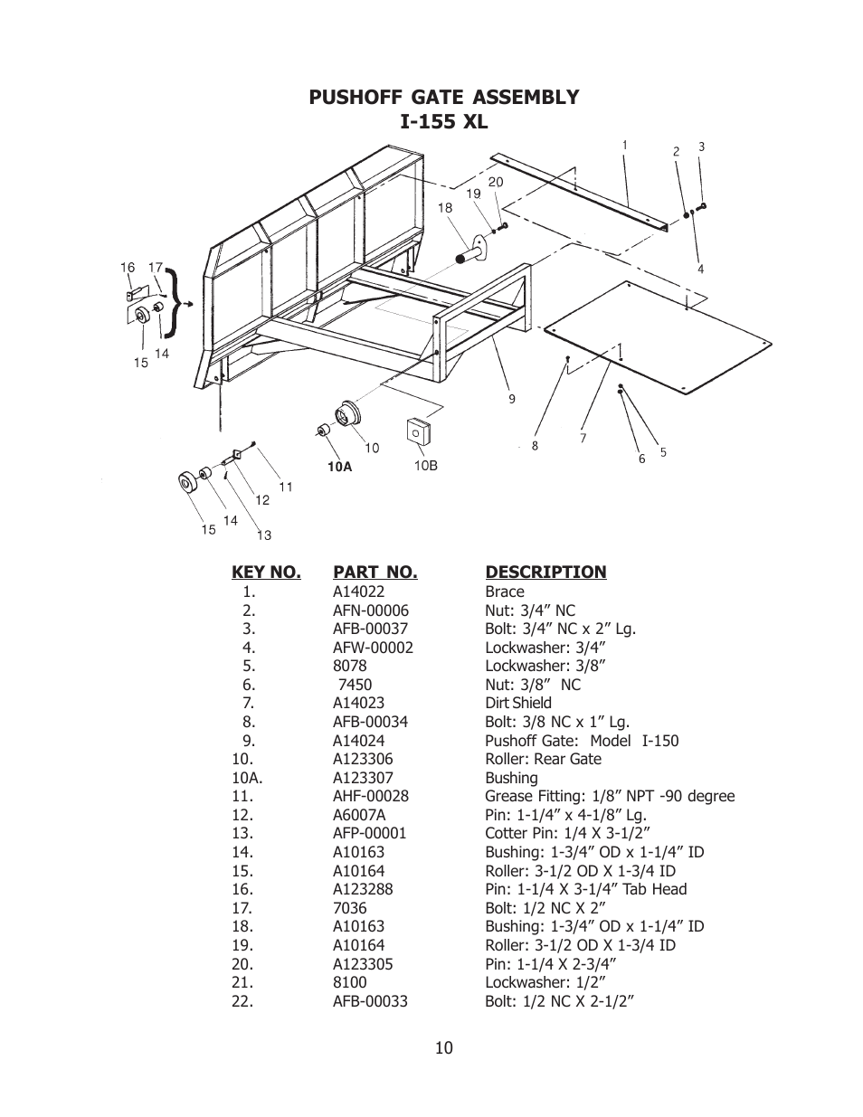 Pushoff gate assembly i-155 xl | Ashland I-155XL User Manual | Page 10 / 21