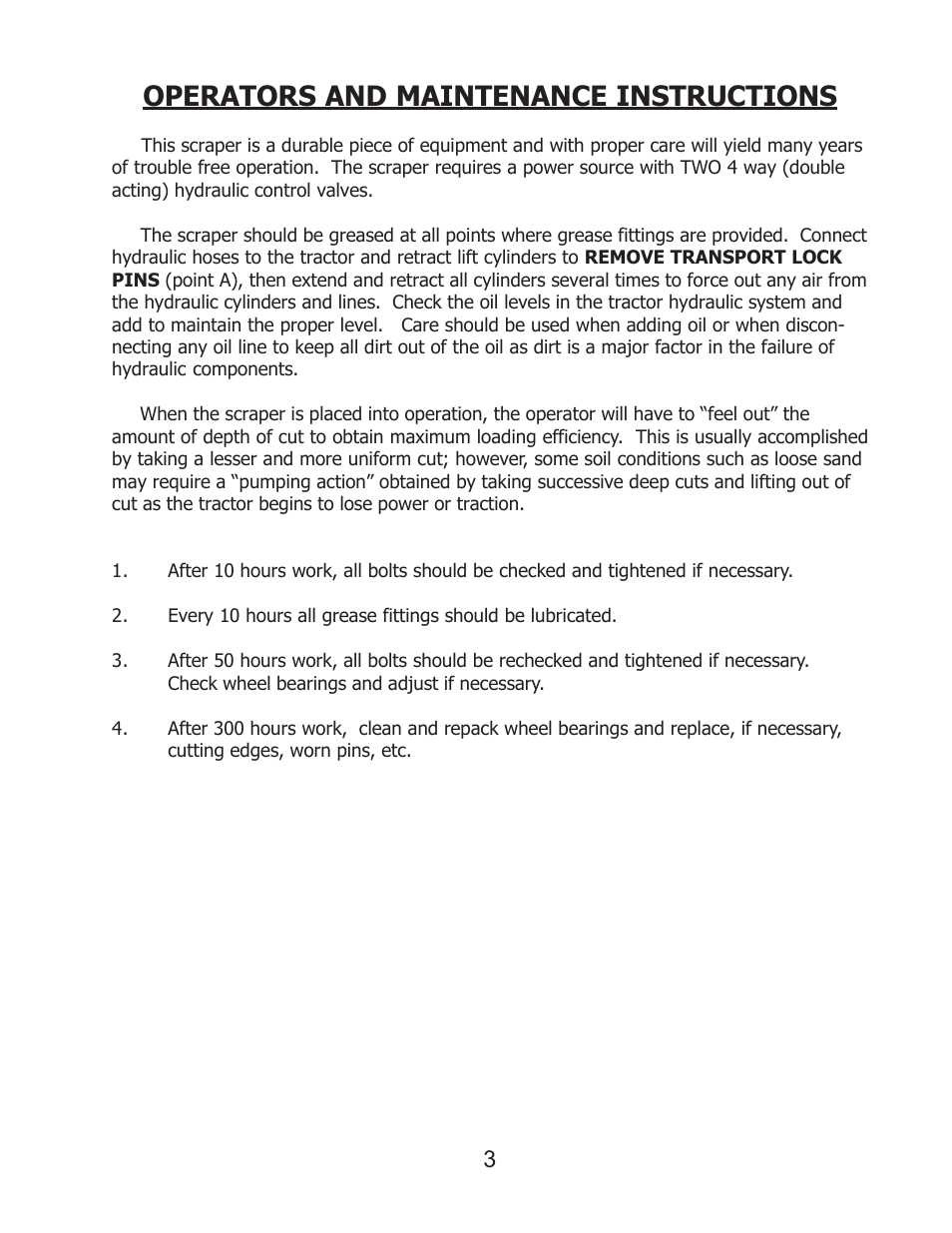 Operators and maintenance instructions | Ashland I-160 XL User Manual | Page 3 / 21