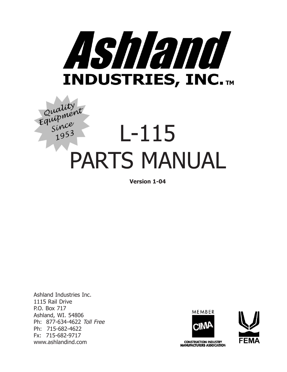 Ashland L-115 User Manual | 11 pages