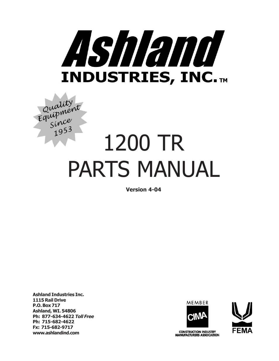 Ashland 1200 TR User Manual | 41 pages