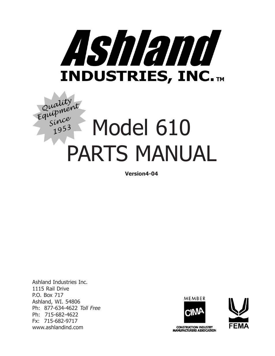 Ashland 610 User Manual | 19 pages