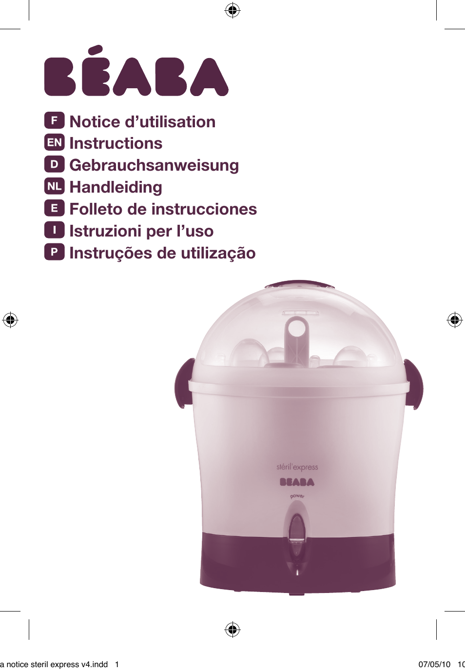 BEABA Sterilisers Stéril’express User Manual | 32 pages