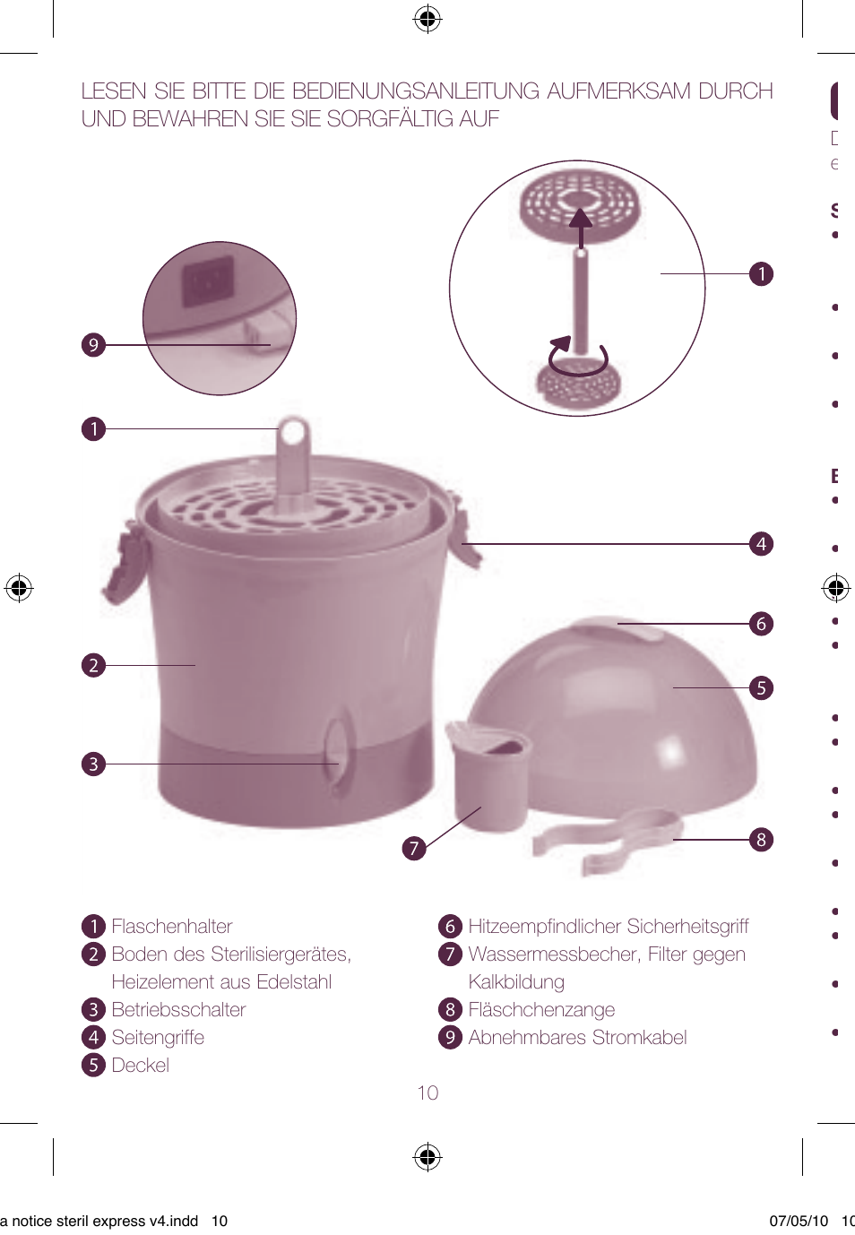 BEABA Sterilisers Stéril’express User Manual | Page 10 / 32