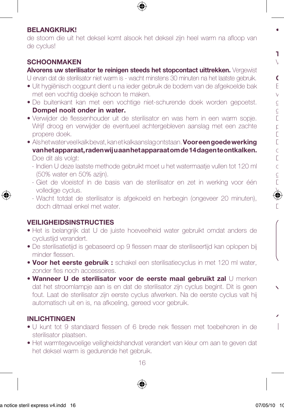 BEABA Sterilisers Stéril’express User Manual | Page 16 / 32