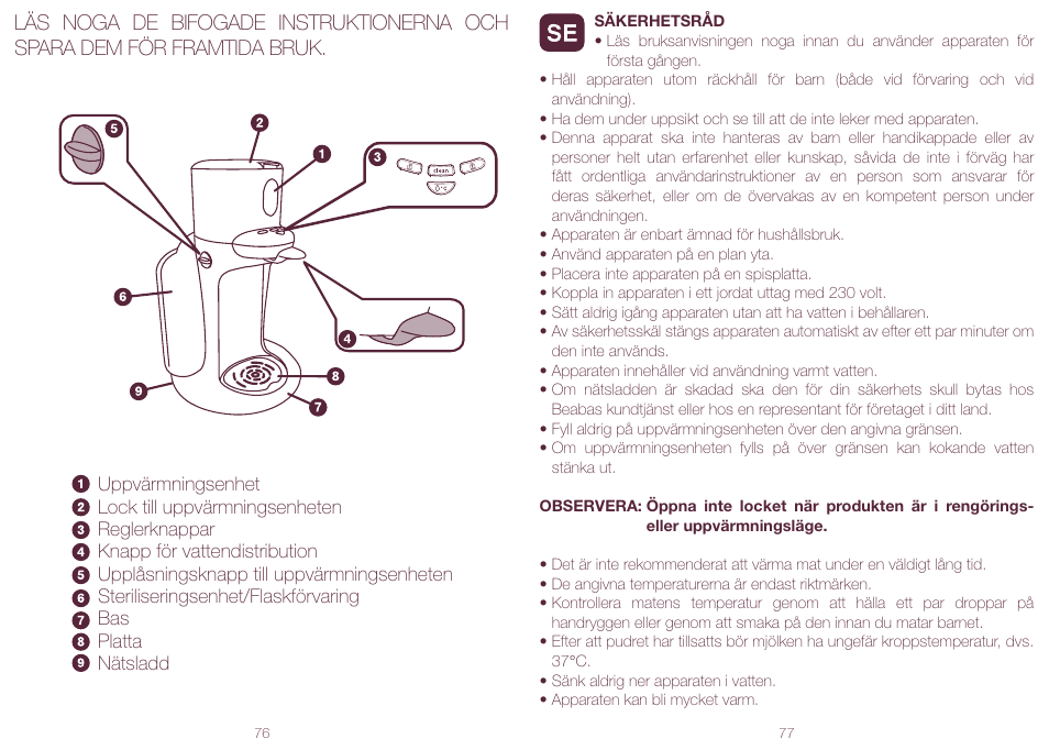 BEABA Feeding bottle warmers Bib'expresso User Manual | Page 39 / 45