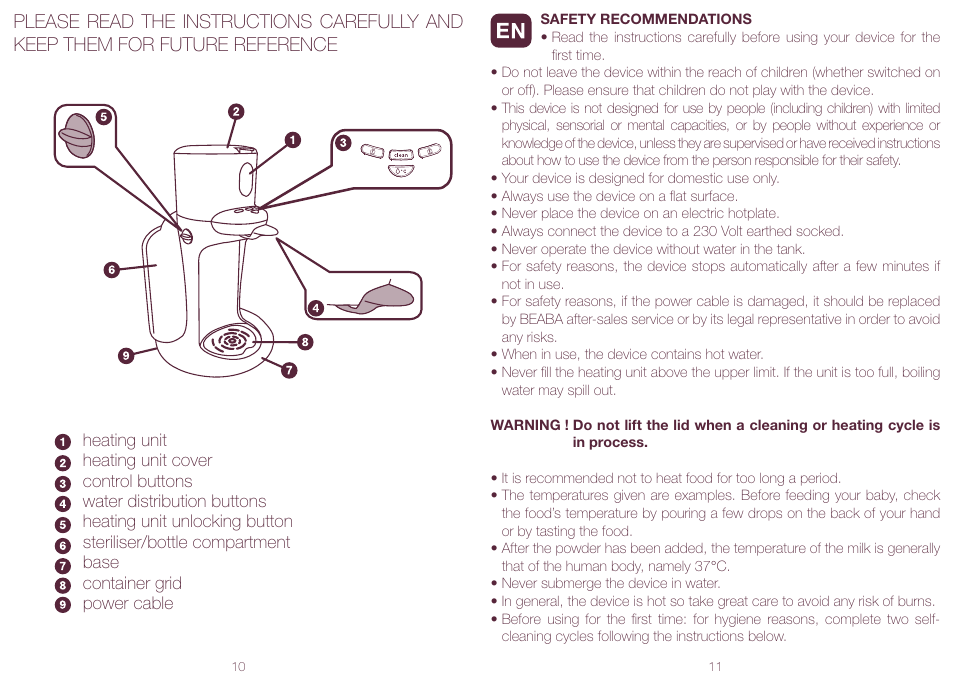 BEABA Feeding bottle warmers Bib'expresso User Manual | Page 6 / 45