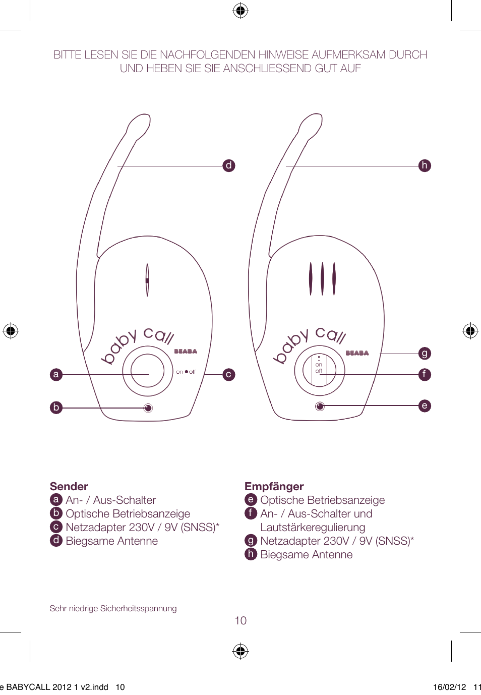 BEABA Babycall 1 User Manual | Page 10 / 56