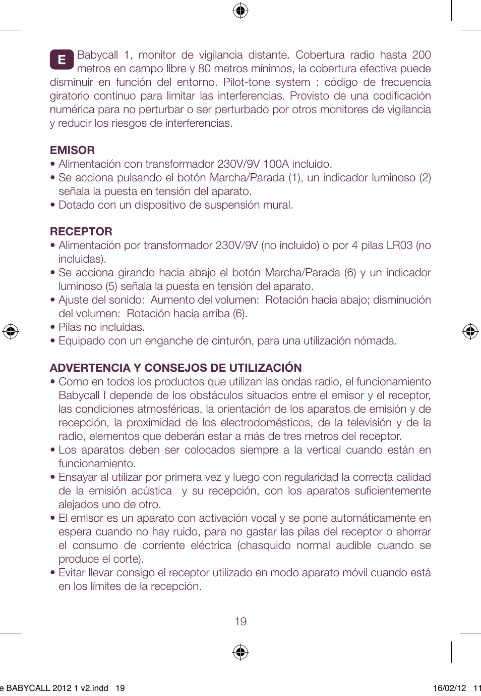 BEABA Babycall 1 User Manual | Page 19 / 56