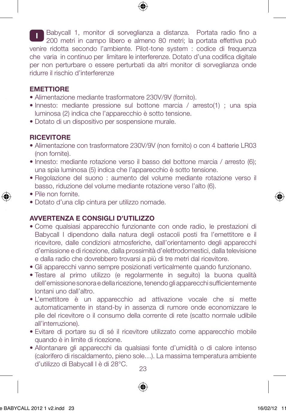 BEABA Babycall 1 User Manual | Page 23 / 56