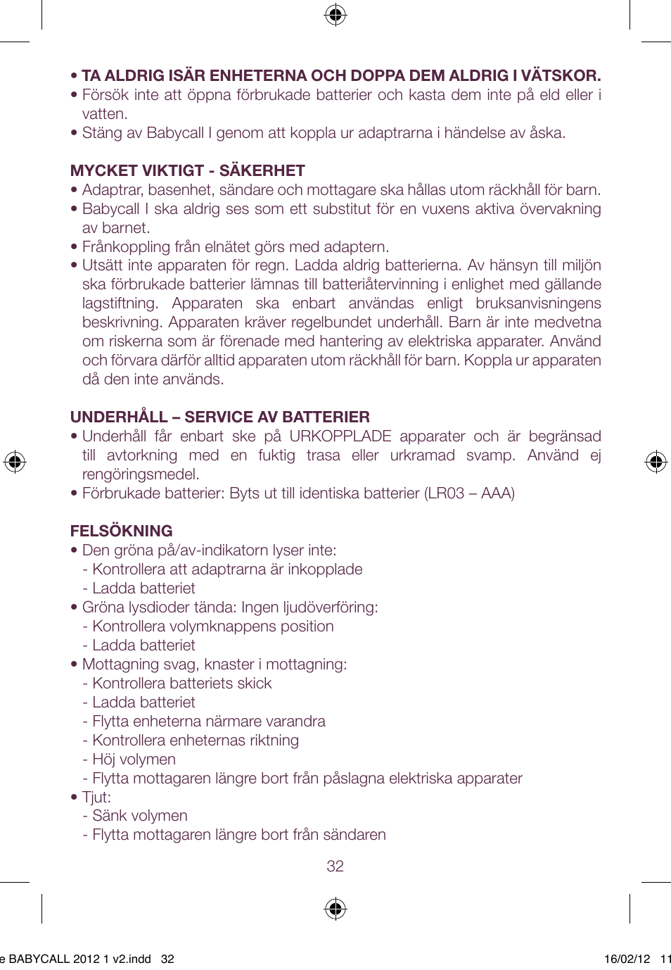 BEABA Babycall 1 User Manual | Page 32 / 56