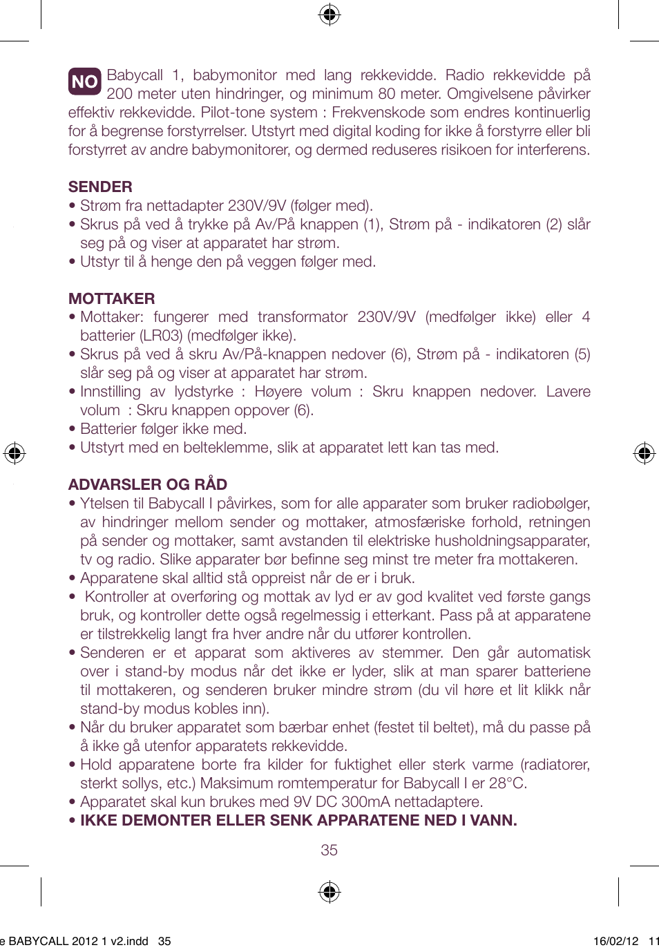 BEABA Babycall 1 User Manual | Page 35 / 56
