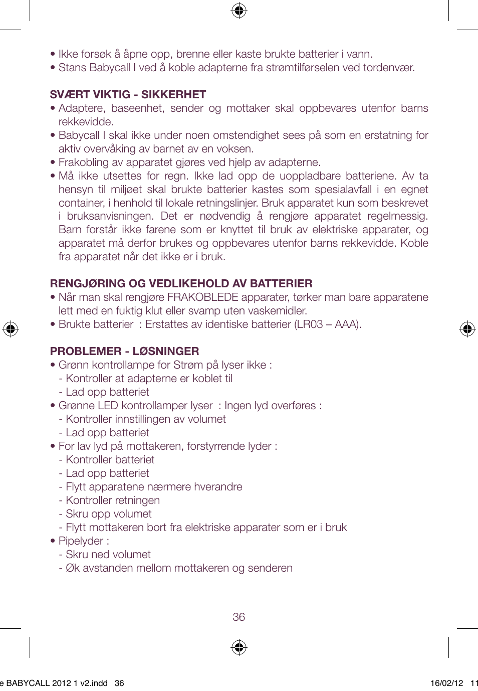 BEABA Babycall 1 User Manual | Page 36 / 56