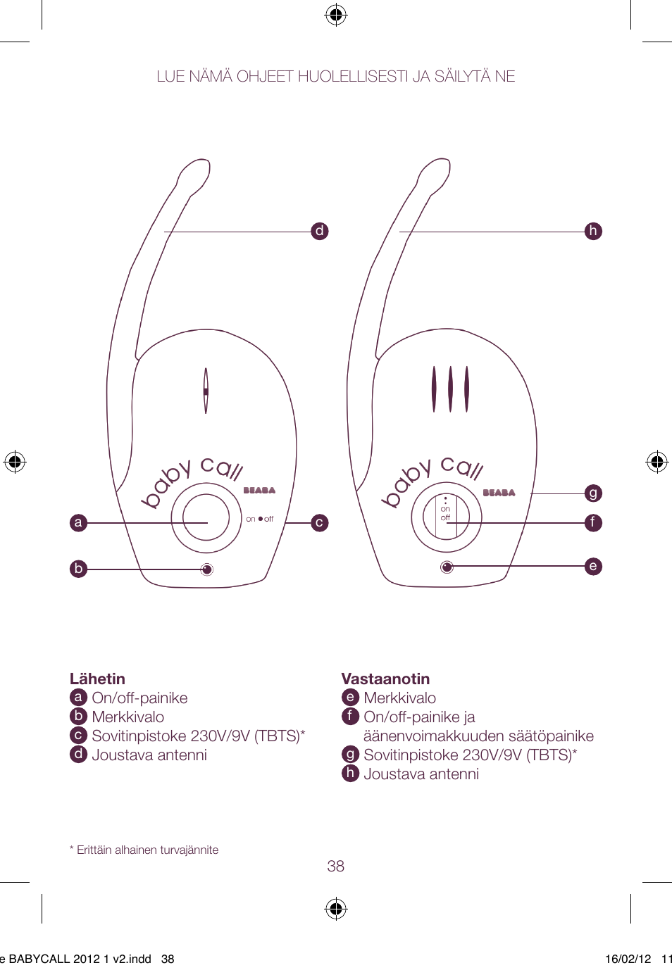 BEABA Babycall 1 User Manual | Page 38 / 56