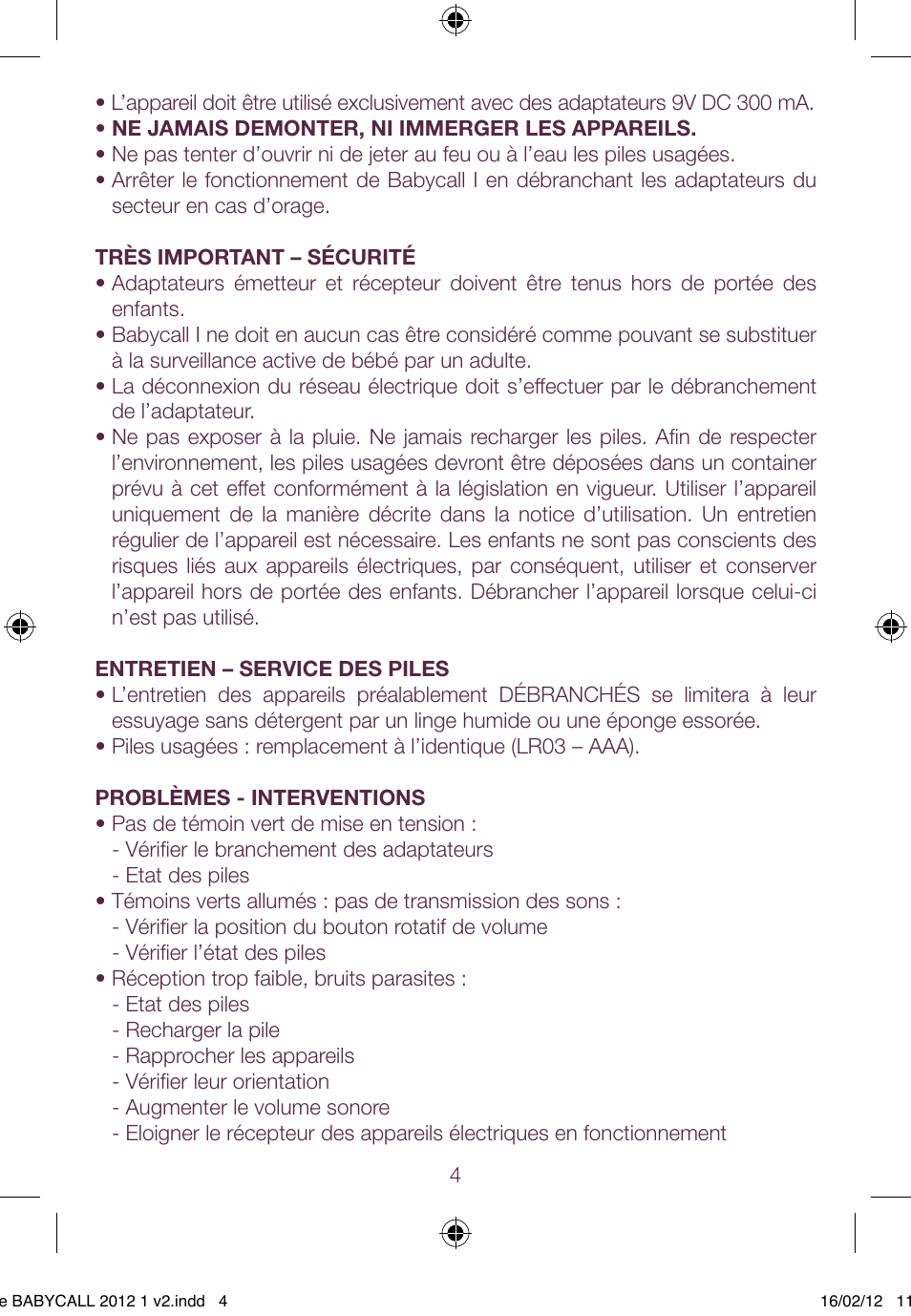 BEABA Babycall 1 User Manual | Page 4 / 56
