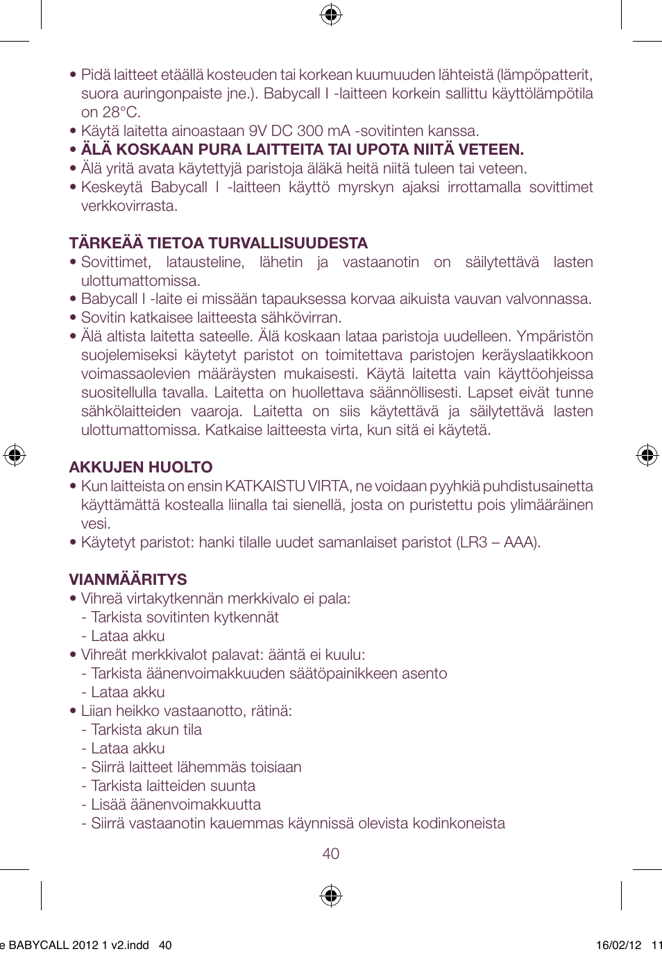BEABA Babycall 1 User Manual | Page 40 / 56