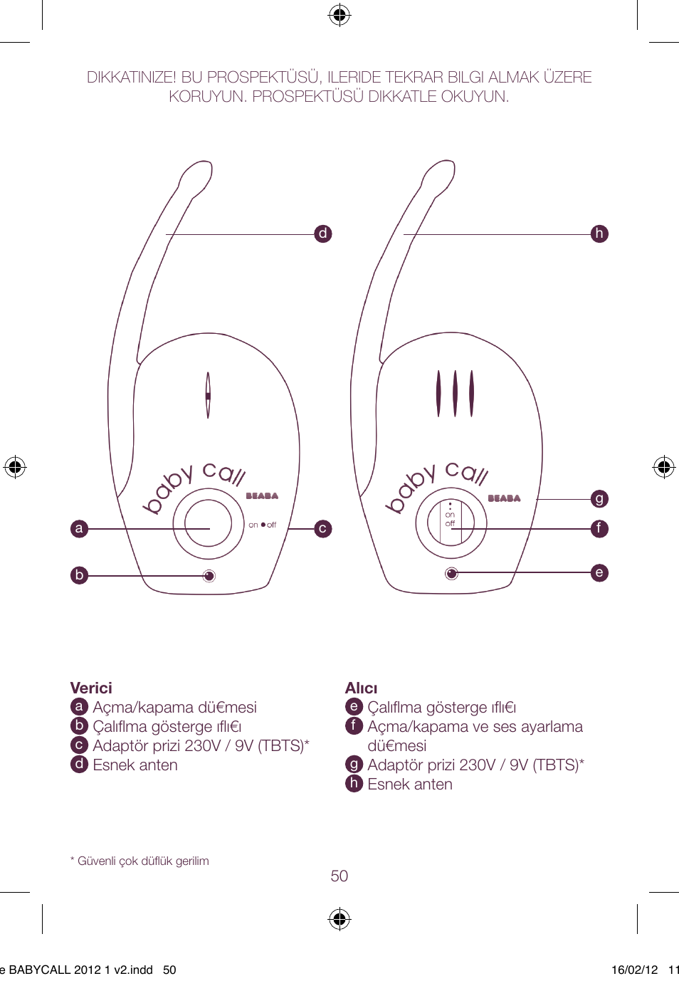 BEABA Babycall 1 User Manual | Page 50 / 56