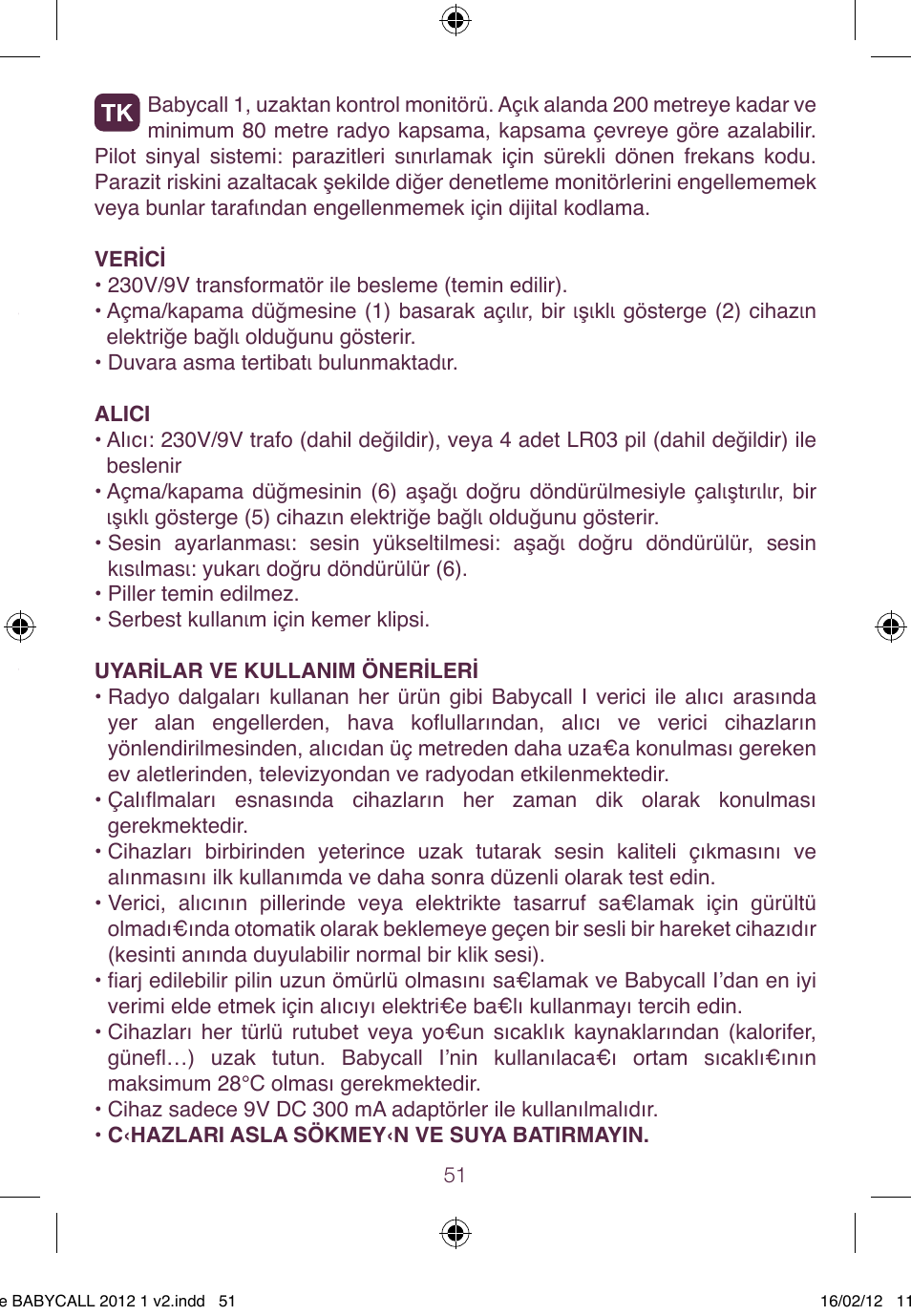 BEABA Babycall 1 User Manual | Page 51 / 56
