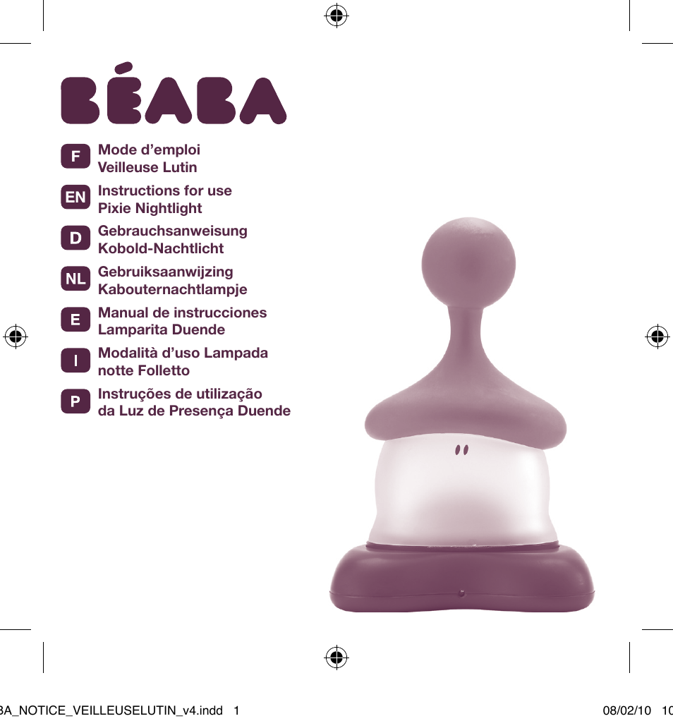 BEABA Pixie night light User Manual | 32 pages