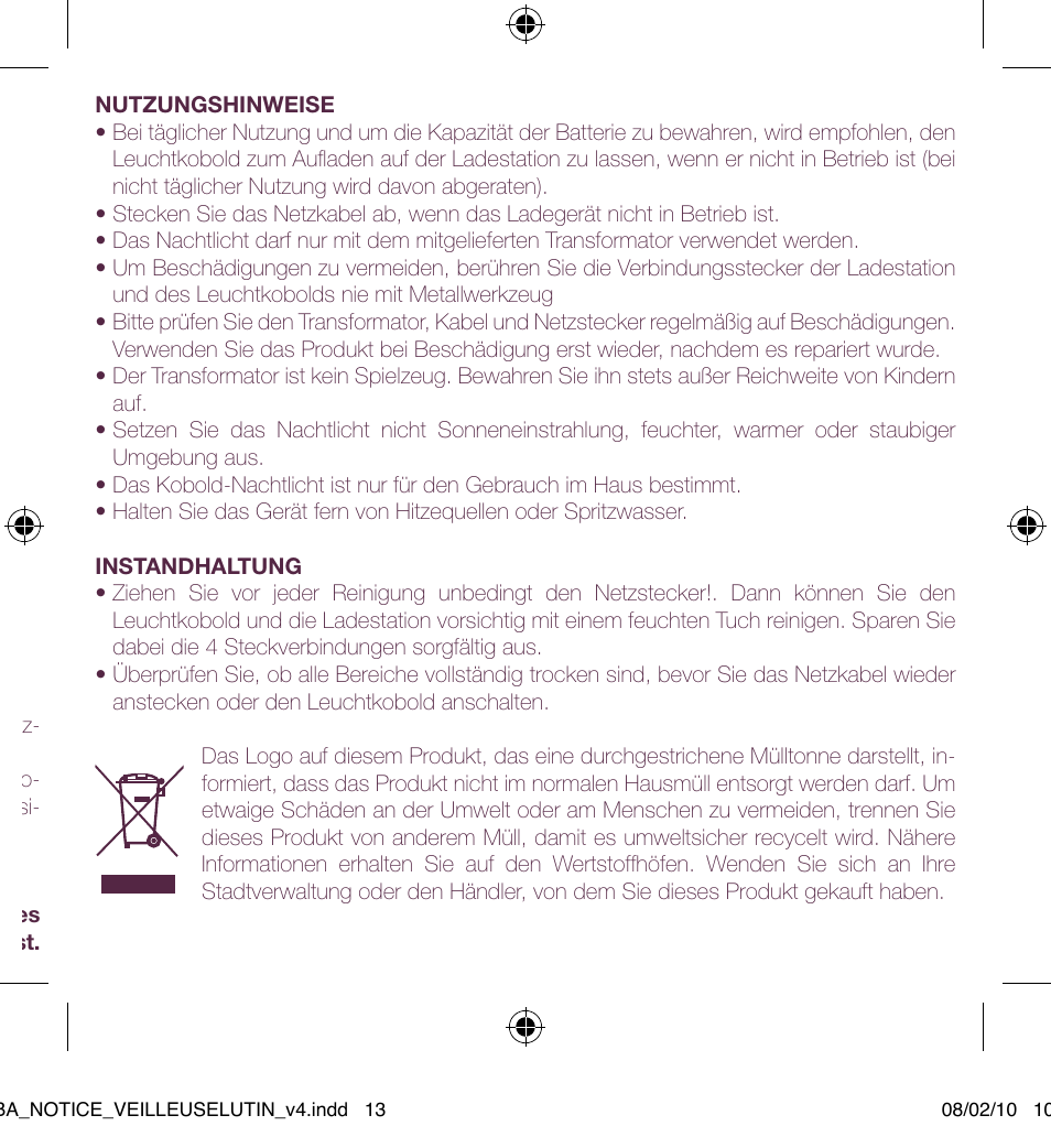 BEABA Pixie night light User Manual | Page 13 / 32