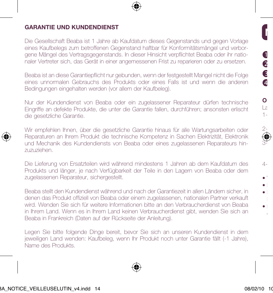 BEABA Pixie night light User Manual | Page 14 / 32
