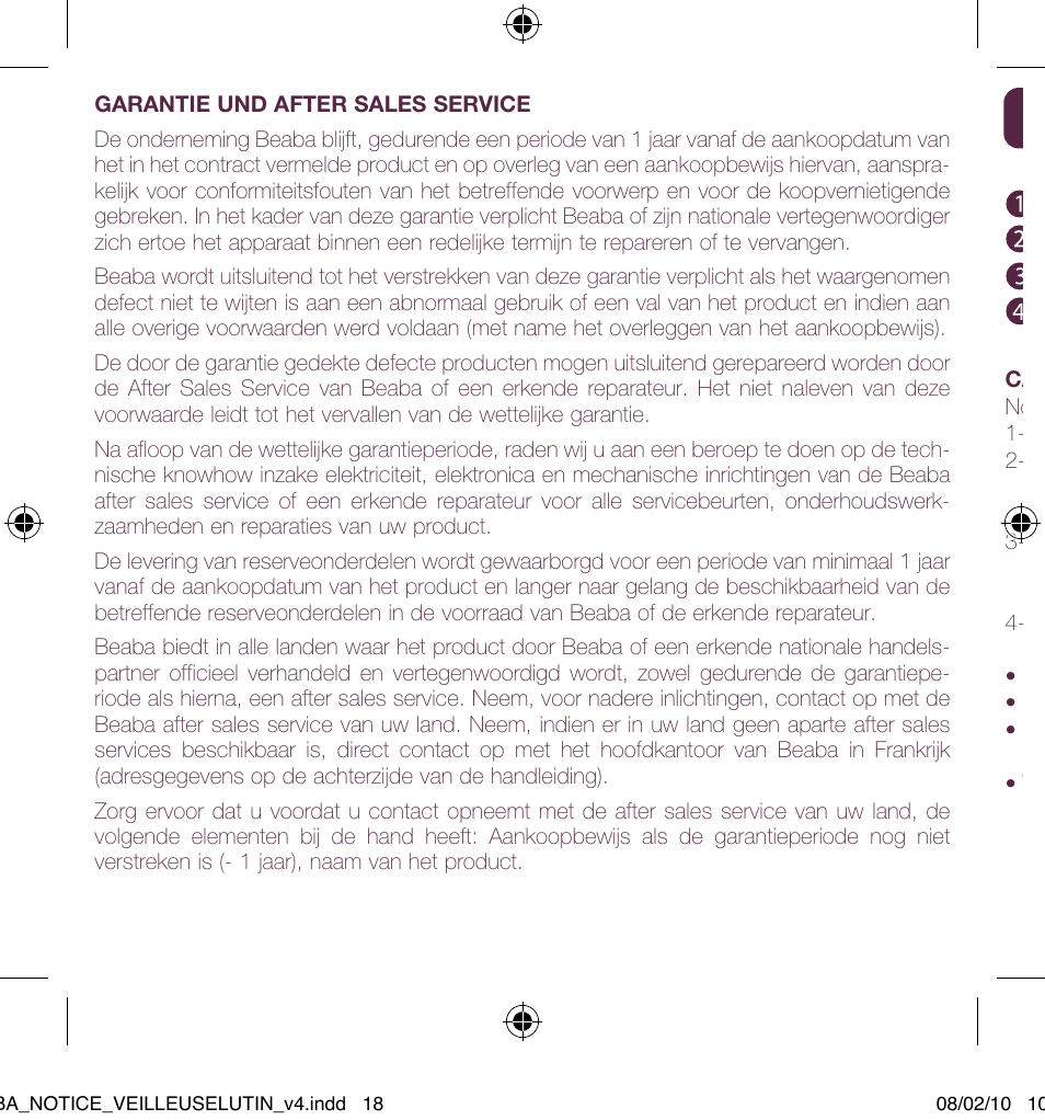 BEABA Pixie night light User Manual | Page 18 / 32