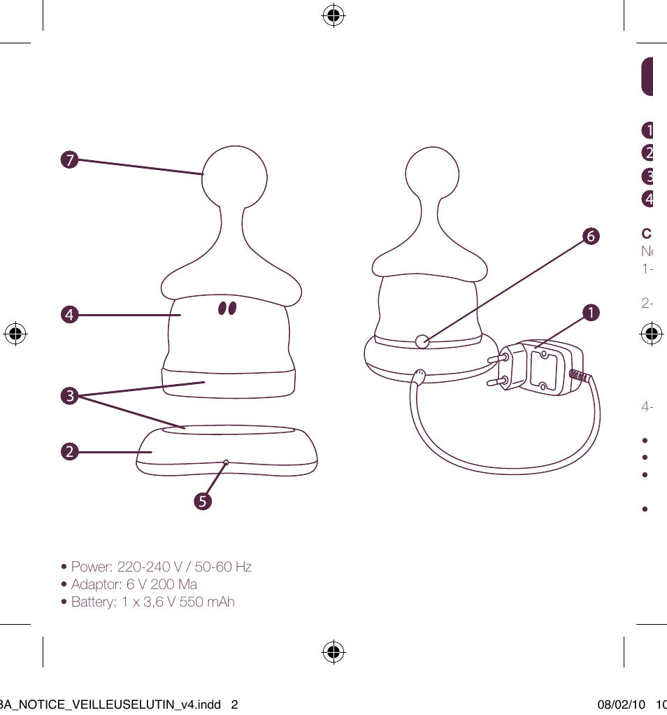 BEABA Pixie night light User Manual | Page 2 / 32