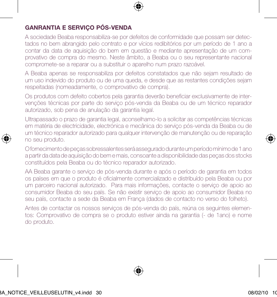 BEABA Pixie night light User Manual | Page 30 / 32