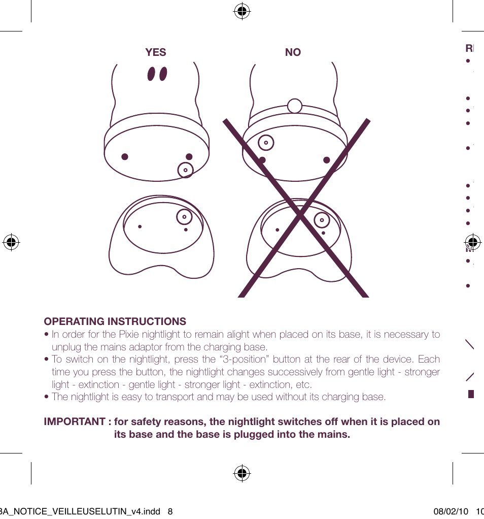 BEABA Pixie night light User Manual | Page 8 / 32
