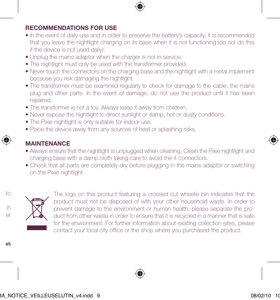BEABA Pixie night light User Manual | Page 9 / 32