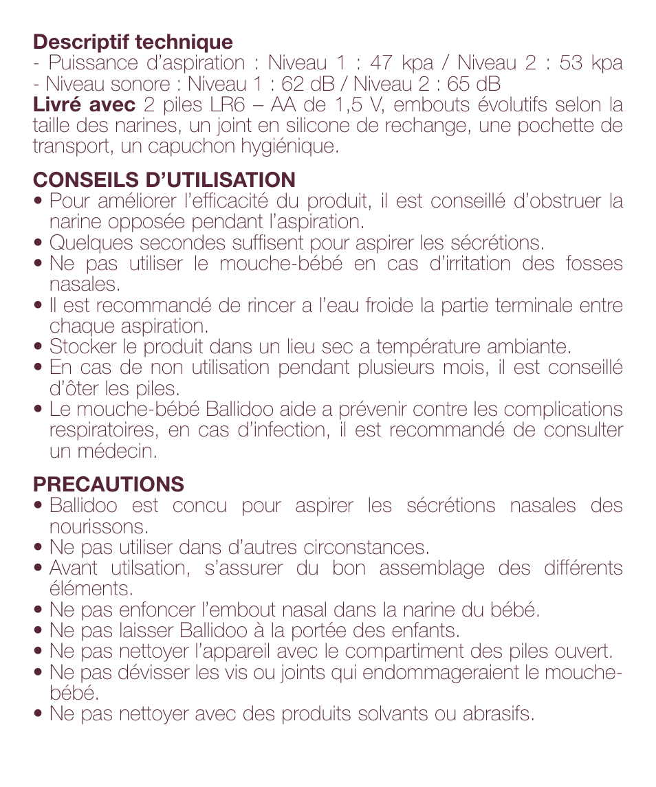 BEABA Nasal aspirators Ballidoo User Manual | Page 6 / 20