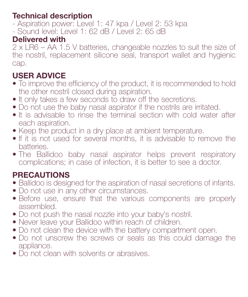 BEABA Nasal aspirators Ballidoo User Manual | Page 8 / 20