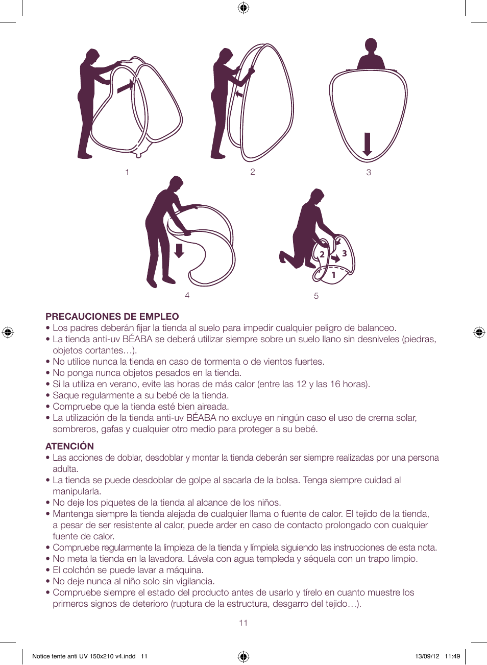 BEABA UV-resistant tent User Manual | Page 11 / 16