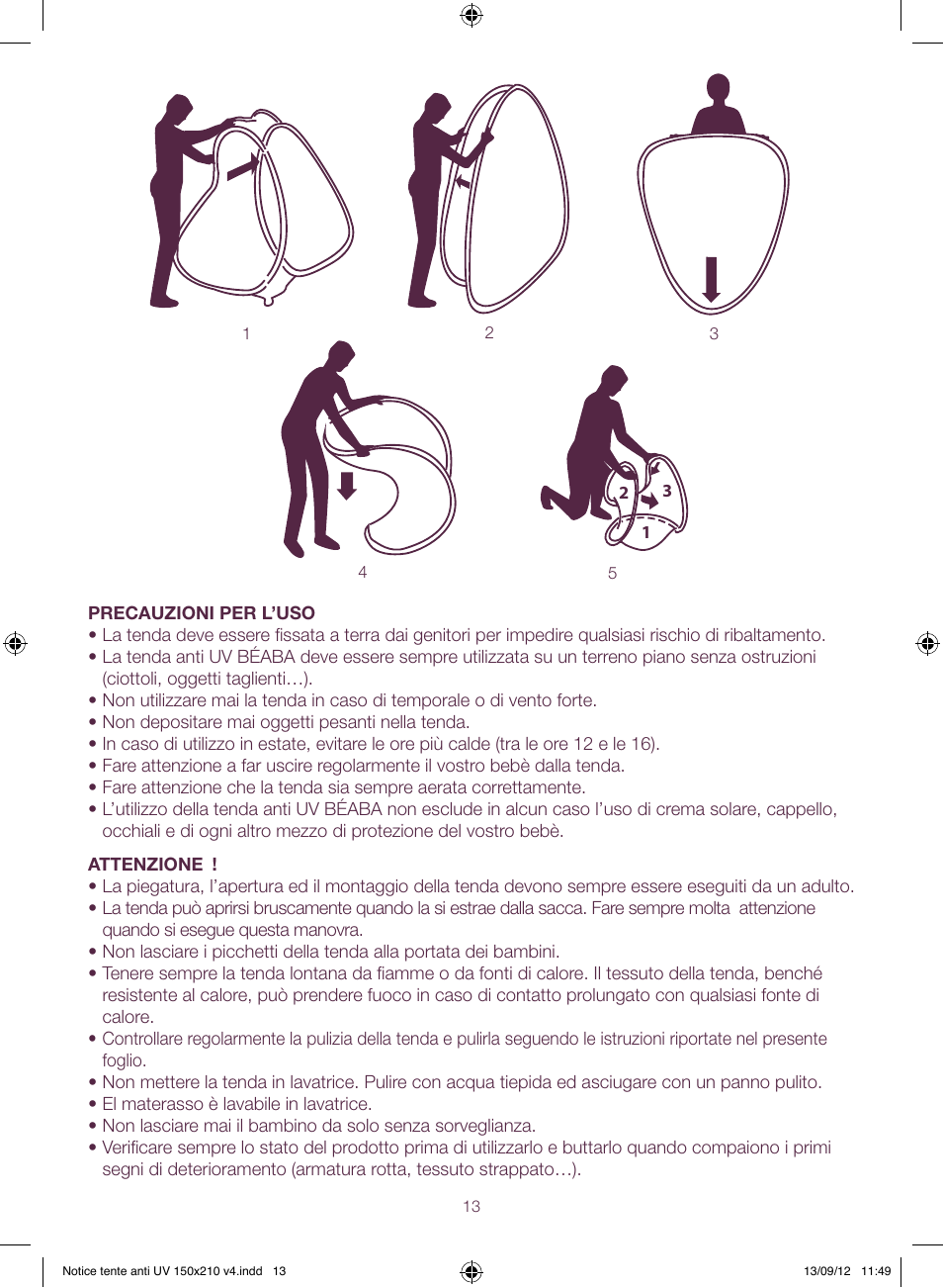 BEABA UV-resistant tent User Manual | Page 13 / 16