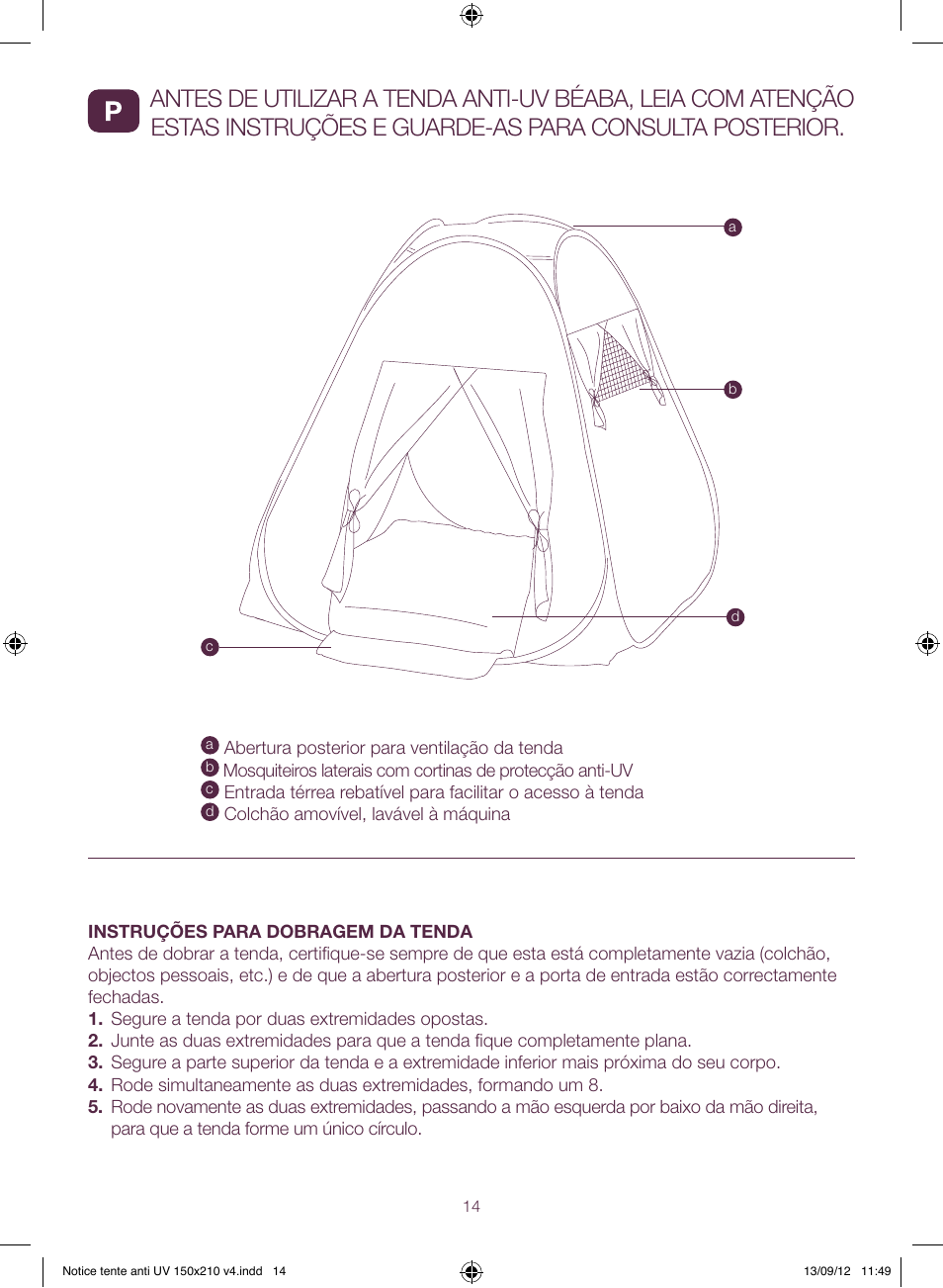 BEABA UV-resistant tent User Manual | Page 14 / 16