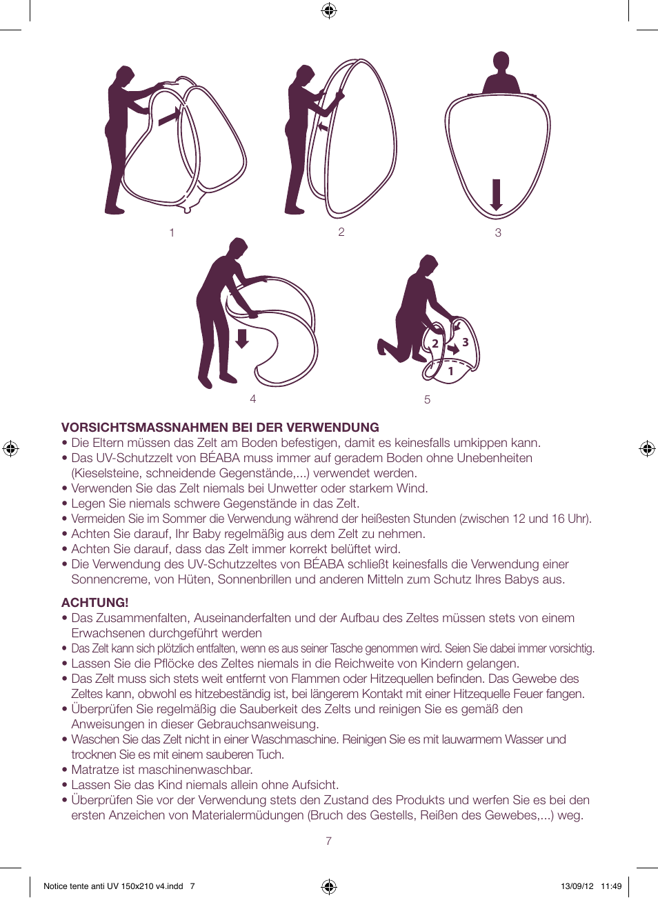 BEABA UV-resistant tent User Manual | Page 7 / 16