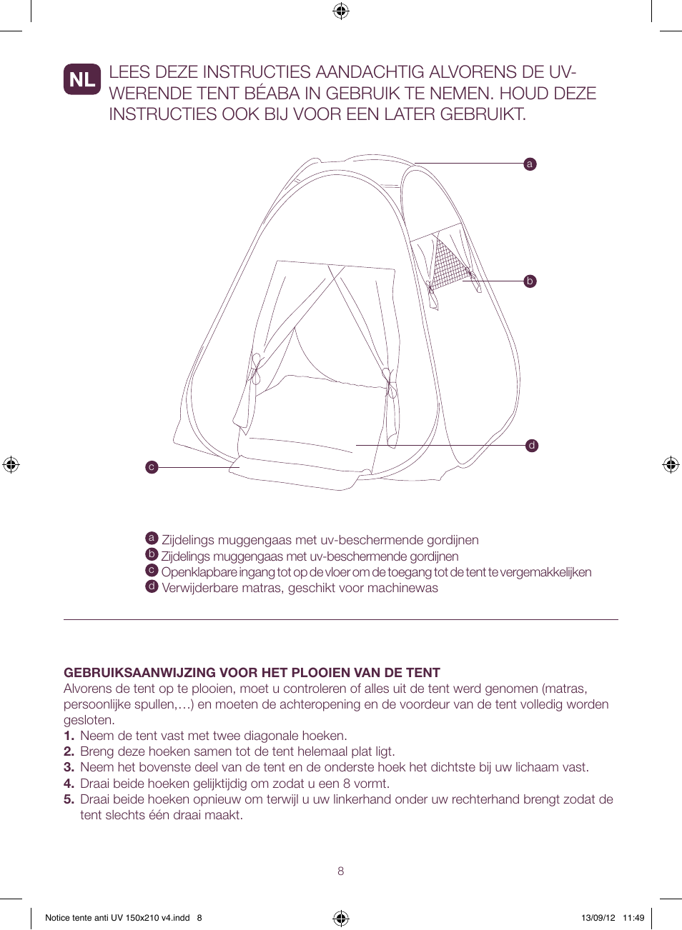 BEABA UV-resistant tent User Manual | Page 8 / 16