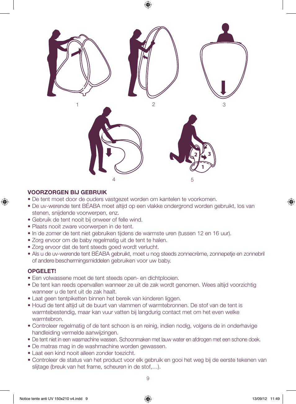BEABA UV-resistant tent User Manual | Page 9 / 16