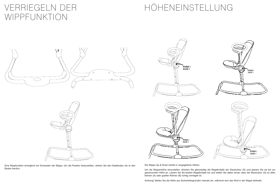 Verriegeln der wippfunktion höheneinstellung | BEABA Up&Down bouncer User Manual | Page 14 / 30