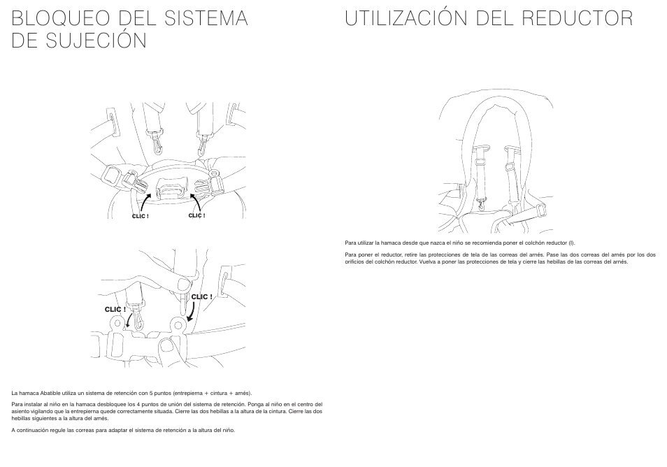 Bloqueo del sistema de sujeción, Utilización del reductor | BEABA Up&Down bouncer User Manual | Page 25 / 30