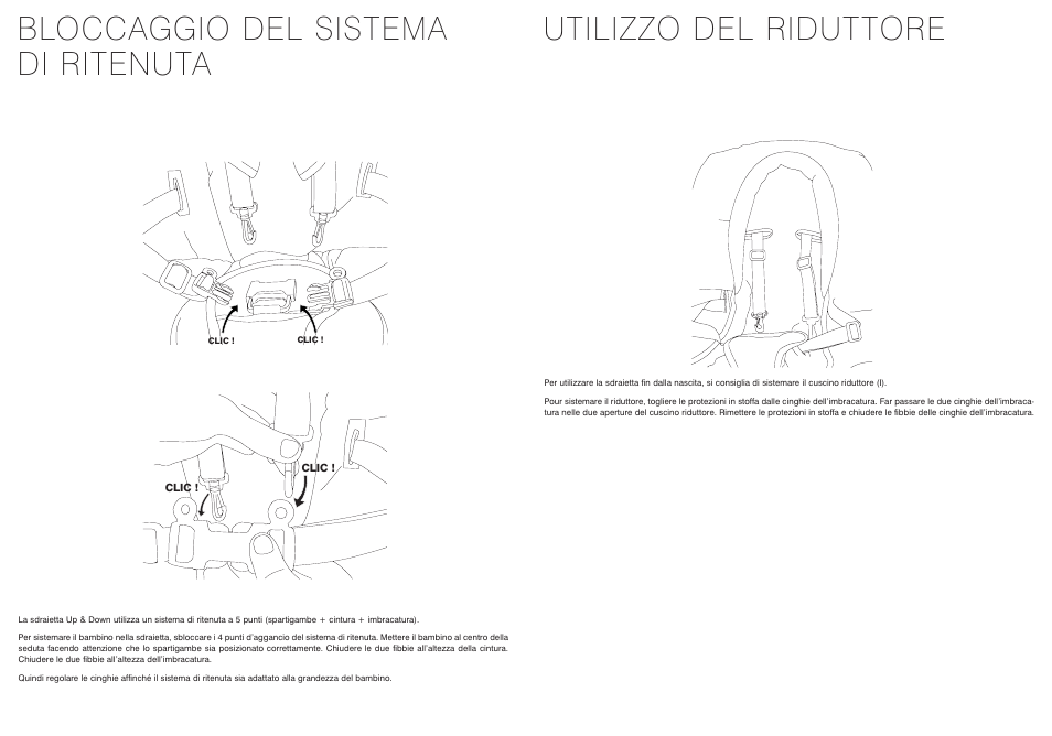 Bloccaggio del sistema di ritenuta, Utilizzo del riduttore | BEABA Up&Down bouncer User Manual | Page 30 / 30