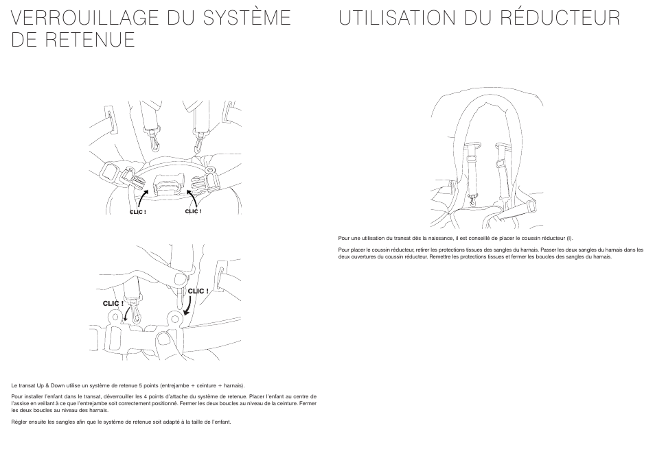 Verrouillage du système de retenue, Utilisation du réducteur | BEABA Up&Down bouncer User Manual | Page 5 / 30