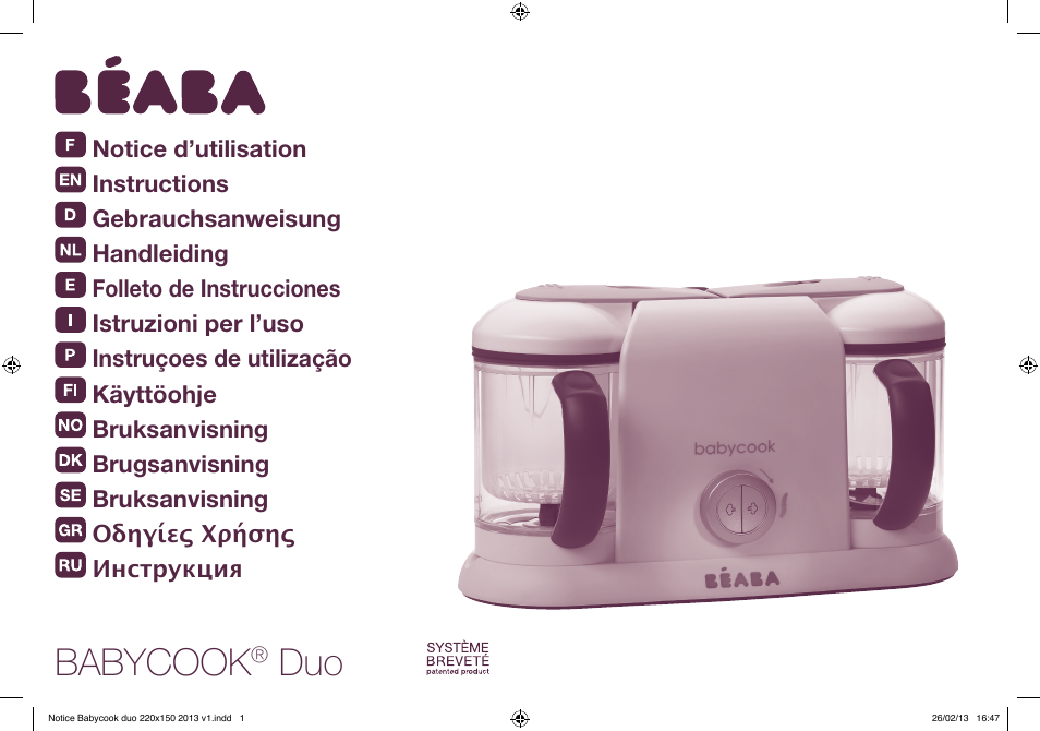 BEABA Babycook Duo User Manual | 82 pages