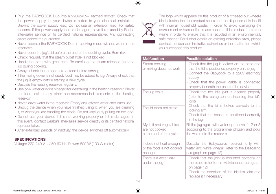 BEABA Babycook Duo User Manual | Page 14 / 82