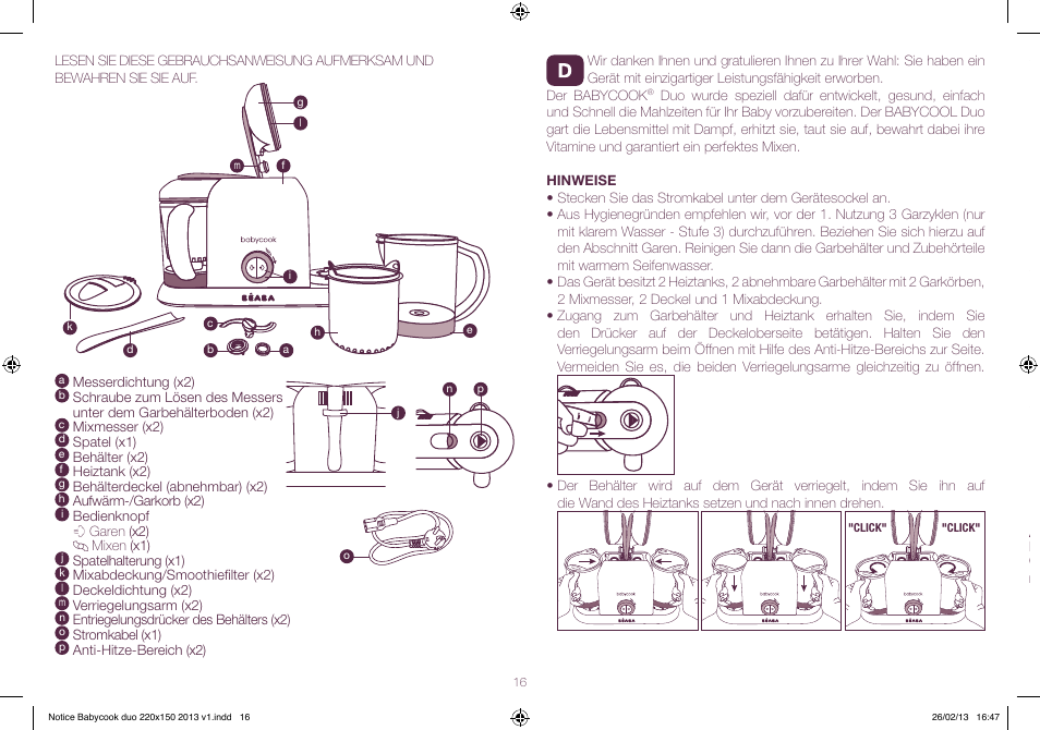 BEABA Babycook Duo User Manual | Page 16 / 82