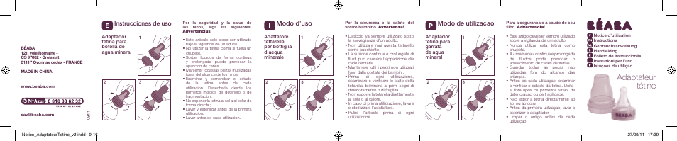 Adaptateur tétine, Modo d’uso, Modo de utilizacao | Instrucciones de uso | BEABA Soother adapter User Manual | Page 2 / 2