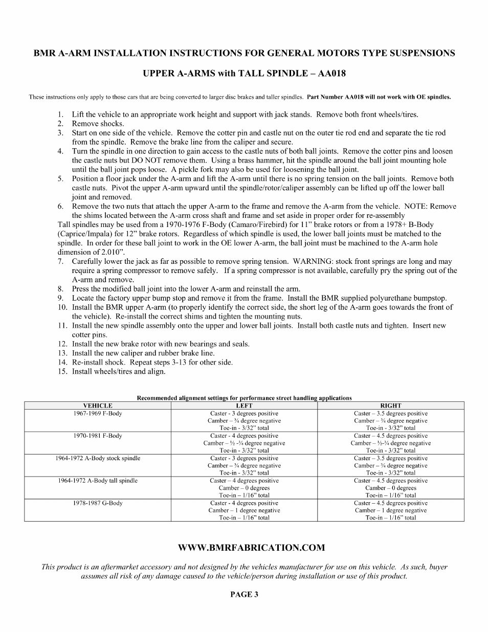 Gm a-arms3 | BMR Suspension AA033 User Manual | Page 3 / 3