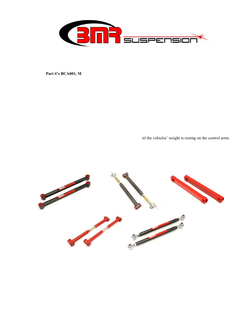 BMR Suspension BCA001 User Manual | 1 page