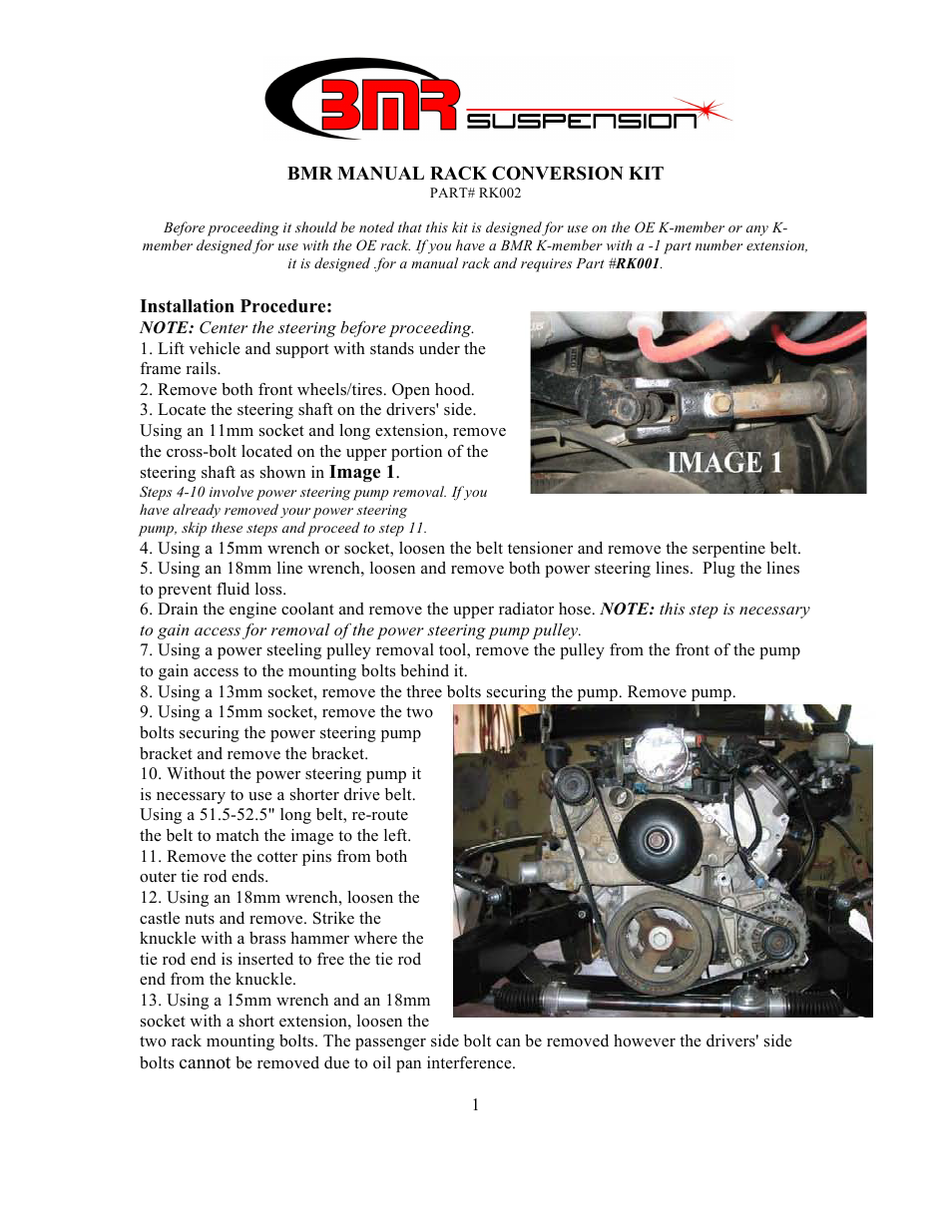 BMR Suspension RK002 User Manual | 4 pages