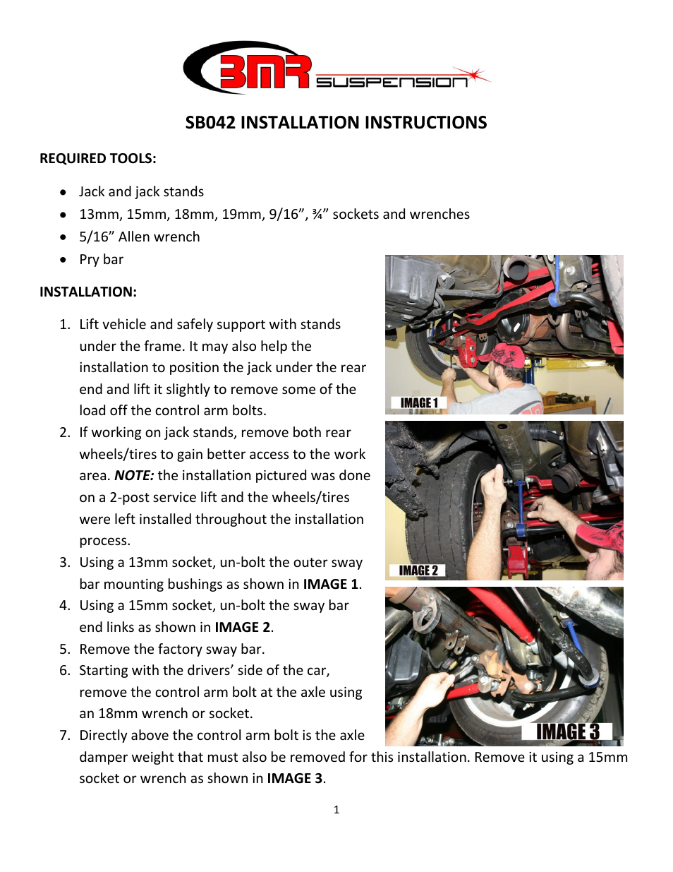 BMR Suspension SB042 User Manual | 4 pages